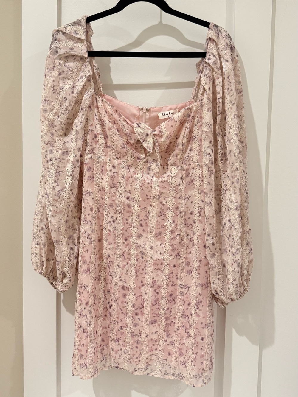Storia Long Sleeve Floral Pink Mini Dress